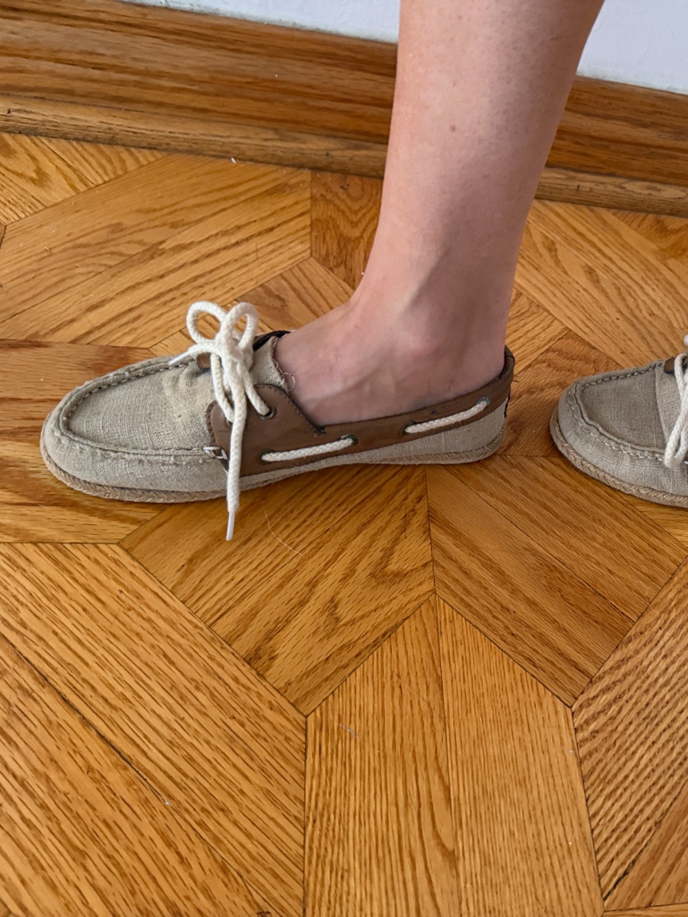 Aldo Beige Canvas & Brown Trim Boat Shoes